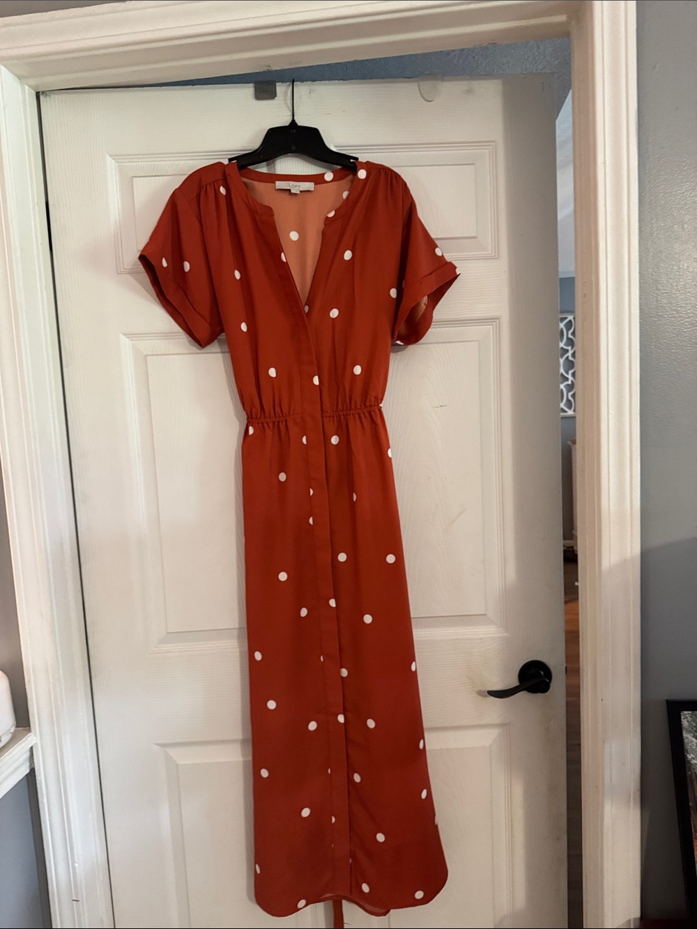LOFT Rust Polka Dot Maxi Dress